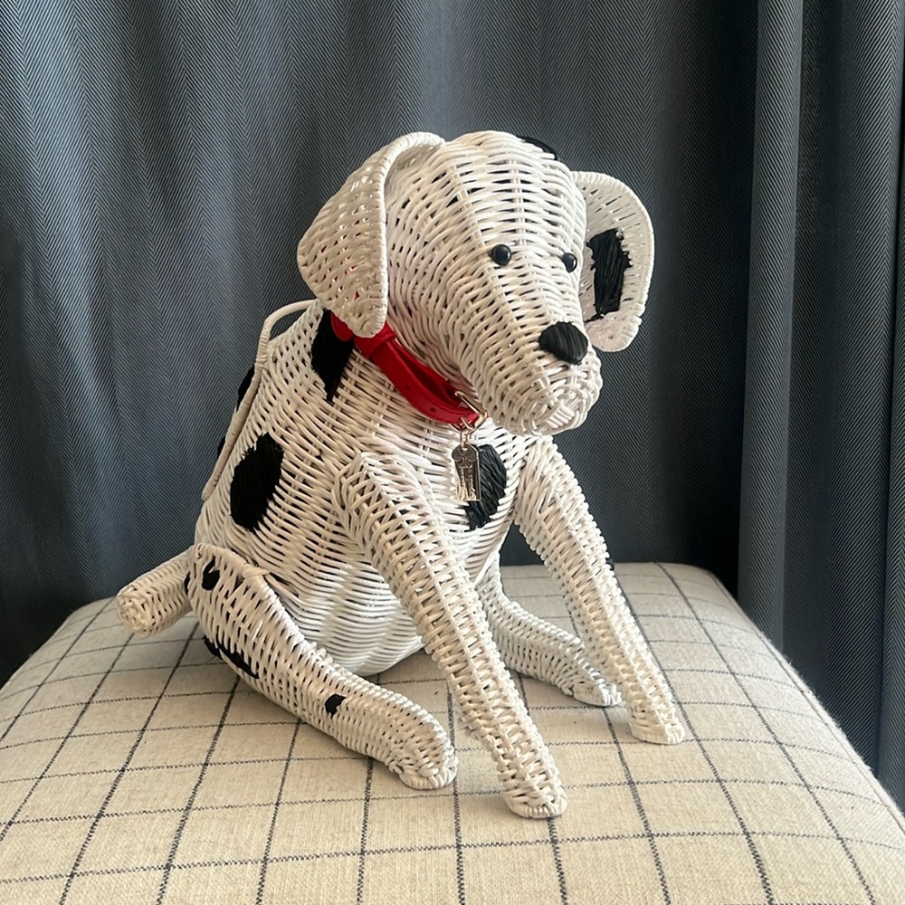 Kate Spade Rose Colored Glasses Wicker novelty Dalmatian Dog bag